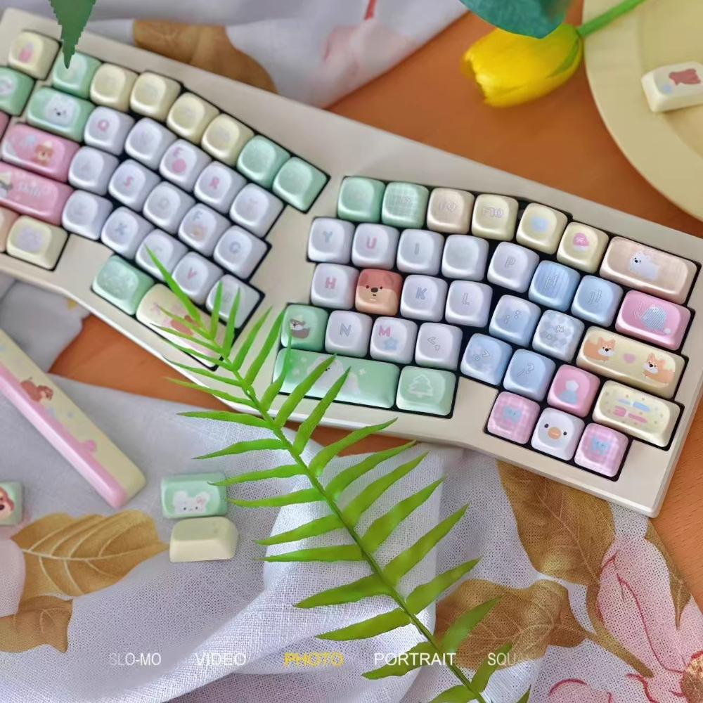 MAIMOOO Puppy Party Keycap Five-Sided Thermal Sublimation Customized Moa Pbt Material Cute  For Diy Keyboard Keycap