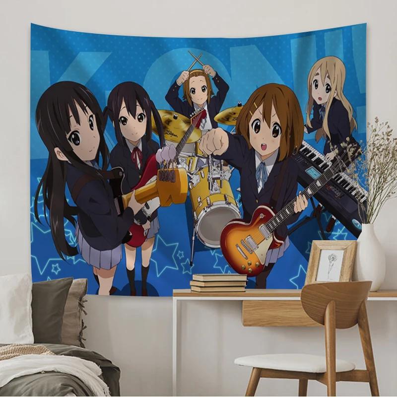 New K-ON! Anime Cartoon Hanging Tapestry Bohemian Mandala Wall Art Home Party Decorative Japan Game Photo Background Cloth