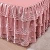 Classic Romantic Lace Layer Bed Skirt Set 3Pcs Bedding Set Ruffle Anti-slip Bedspread with Pillowcases Pure Color Bedroom Decor