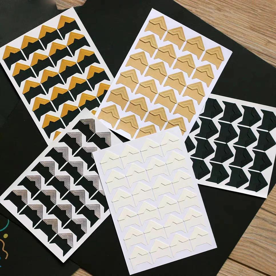 24-480pcs Self Adhesive Picture Journal Photo Album Stickers Vintage Frame Corner Sticker DIY Kraft Paper for Scrapbooking Decor