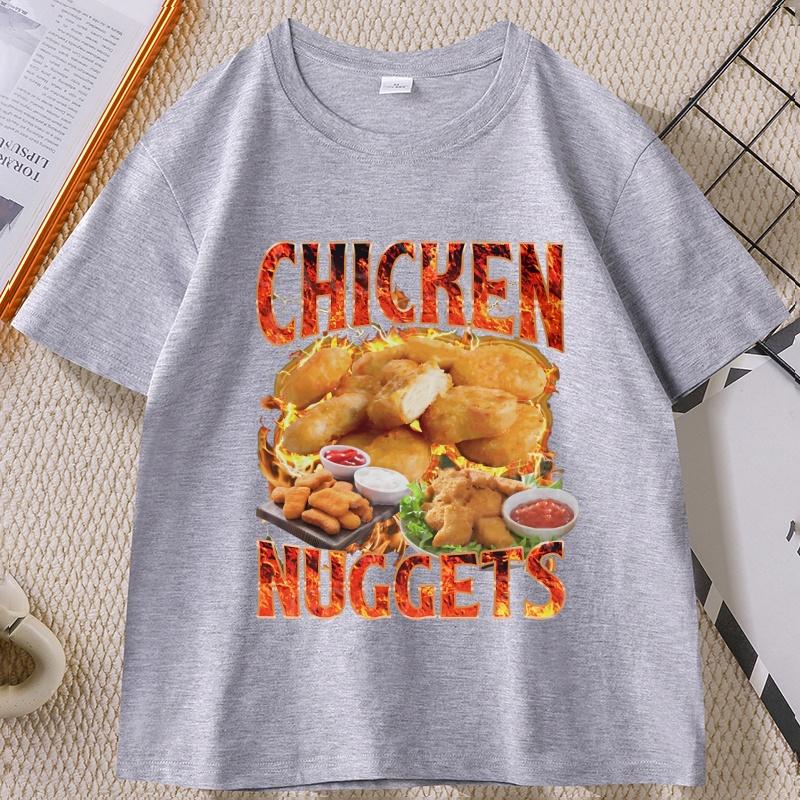 Chicken Nuggets Vintage 90s Graphic Tshirt for Unisex Women Cotton Short Sleeve Round Neck Printed Tshirt Unisex Vintagel Unisex Tops