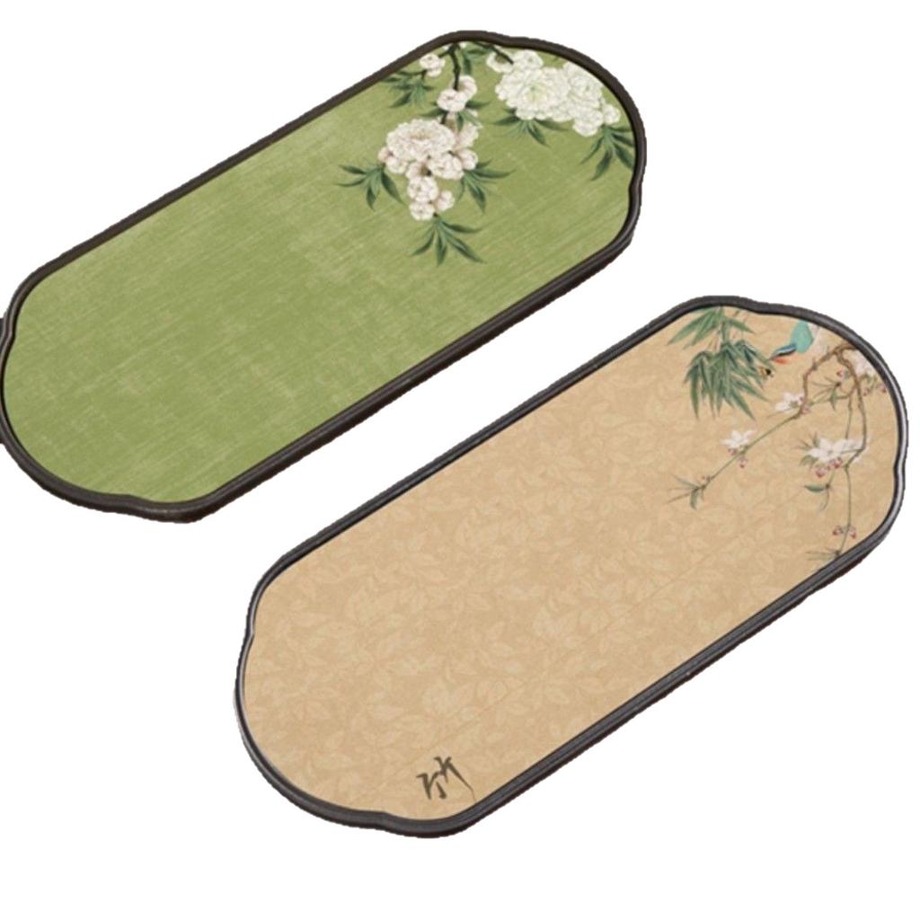 Quick Dry Absorbent Tea Tray - Chinese Style Compact Tea Sea Dry Practice Board  & Pot Holder