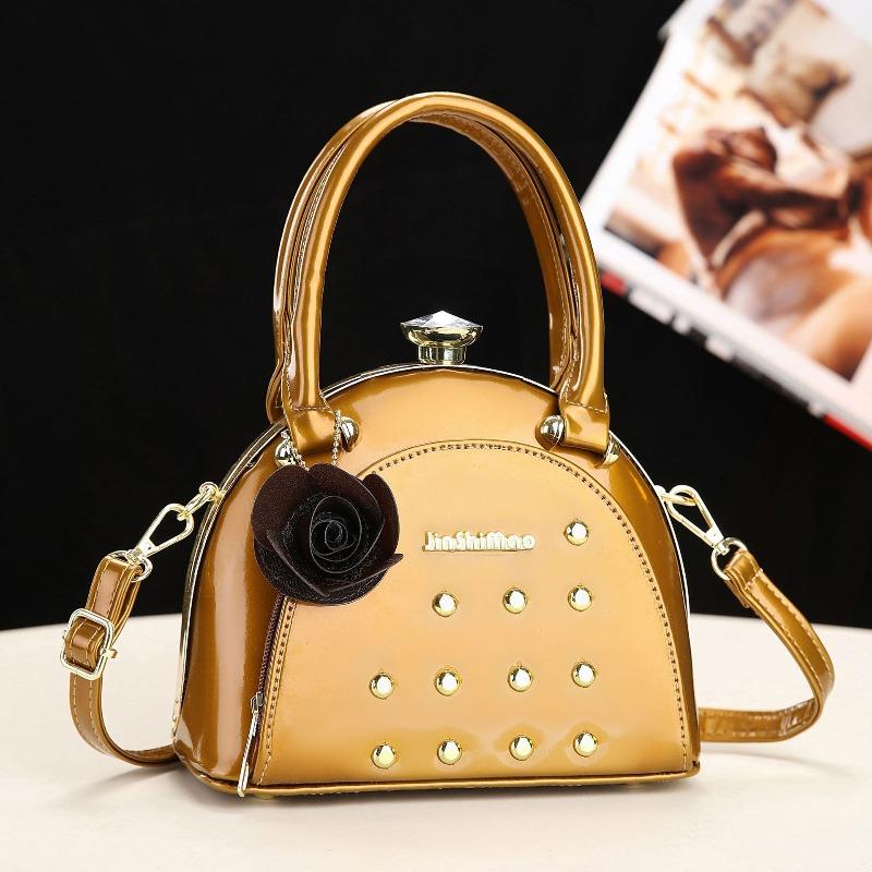 Elegant Diamond Women's Bag High-quality Steel Clip Women's Handbag Bag Luxury Bright Leather Shopping Messenger Banquet Bag