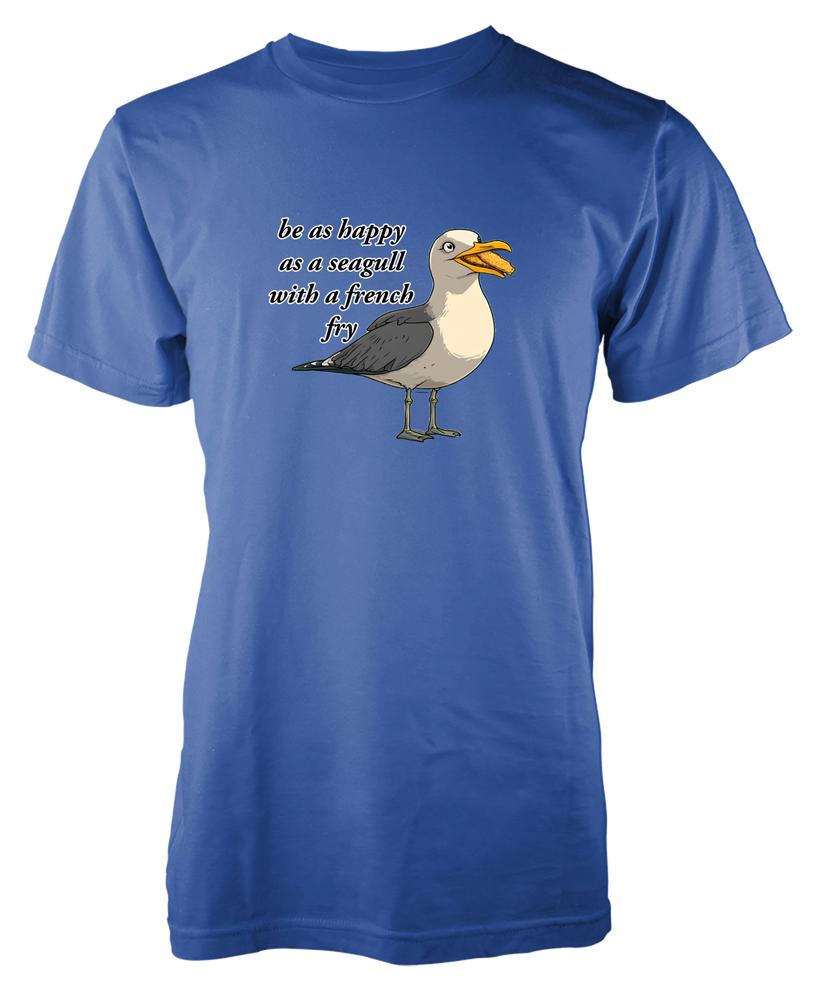 Bnwt Be As Happy As A Seagull With French Fries Adult TShirt Funny Bird Lover