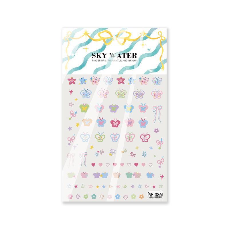 SKY Cute Cartoon Embossed Flower & Butterfly Nail Stickers for Kids