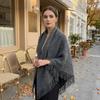 Warm Knitted Scarf Wool‑Blend Wrap Shawl Elegant Neck Warmer  Casual
