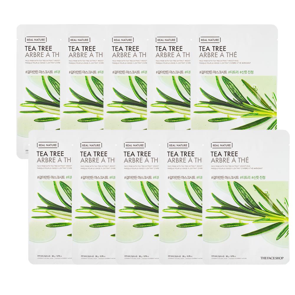 The Face Shop Tea Tree Real Nature Mask Sheet (1 Sheet × 10 Packs)