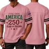Casual V Neck Short Sleeve Sports T Shirt America 250 Years of Freedom Independence Day Graphic Tee 1776 To 2026 Commemorative Top