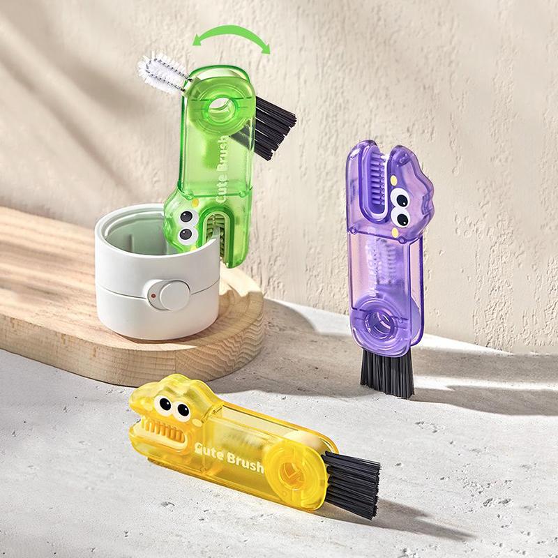3 In 1 Cup Lid Cleaning Brush, Cup Lid Cleaner With Brush, Multifunctional Portable Crevice Cleaning Brush For Baby Bottle