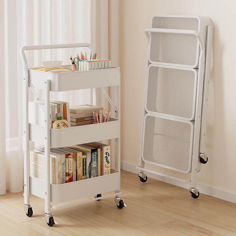 

Folding 3-Tier Carbon Steel Storage Cart with Armrest