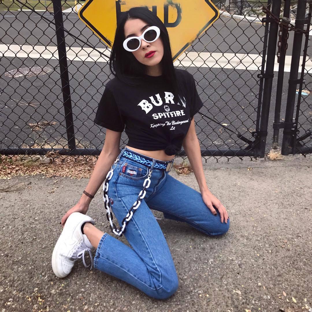 

Винтажные брюки Harajuku Rainbow Disco Waist Chain чёрный/белый