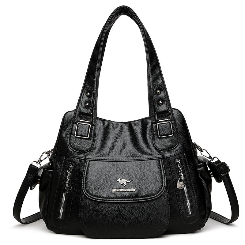 

Высококачественные женские сумки-тоут с несколькими карманами на молнии и регулируемым плечевым ремнем. Сумка через плечо из мягкой кожи. 36cm 13cm 28cm чёрный