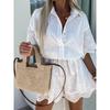 Embroidered Lace Shirt Romper Fashion Embroider Lace Shirt Jumpsuit Suit