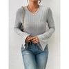 Women's Autumn and Winter Short Bell Sleeves, Long Sleeves, Round Neck, Lapels Are Simple