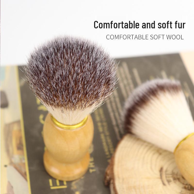 Perie de Barbă pentru Bărbați cu Mâner de Lemn și Peri Moi de Nailon – Ras, Spălarea Feței, Uz Casnic, Curățare Barber.