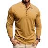 Herre Henley-krave Langærmede T-shirts Ensfarvet Løstsiddende Knaplukning Afslappet Daglig T-shirts
