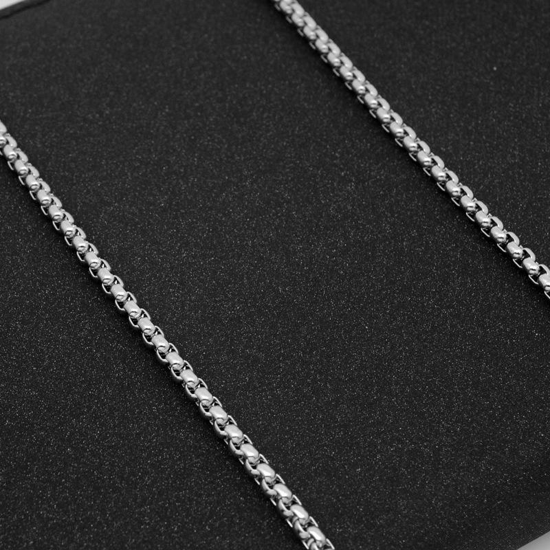 Quadratische Perlenkette aus Titanstahl mit 3MM Kette für Männer und Frauen - Vielseitiges DIY-Schmuckzubehör.