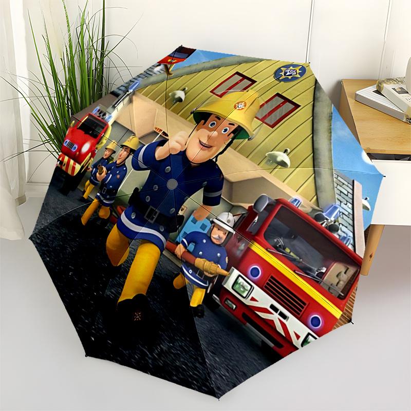 

Fireman Fire trucks Themed Travel Umbrella-8 Ribs Automatic Opening and Closing, Portable Folding Design, Compact and Stylish Umbrella Suita