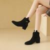 Coarse Heel Fashion Boots Maillard Short Boots Women's Martin Fashion Small Square Head High Heel Spring and Autumn Boots Single Boots Fashion V
