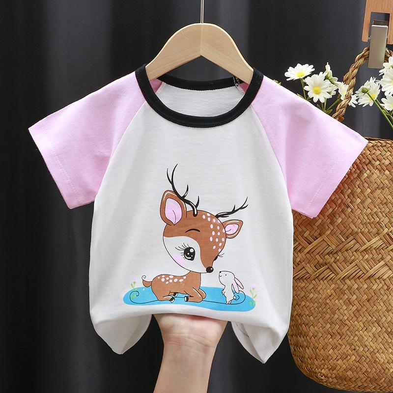 Cute Cotton Short-sleeved T-shirt Tops Children's Clothing Baby Clothes Cartoon