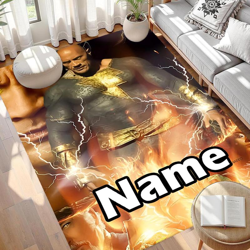 Custom Name Personalized Black Adam Print Carpet, Versatile Home Decor Rug, for Playroom, Apartment, Balcony, Entryway, Hallway Gift