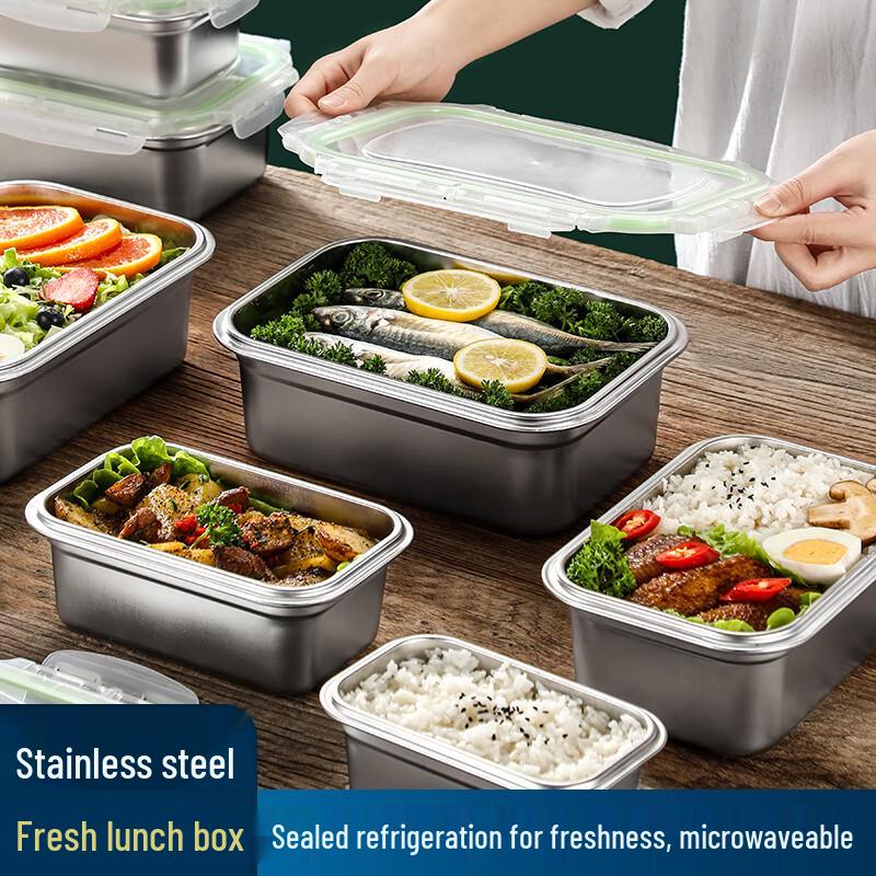 Rectangular 304 Stainless Steel Food Storage Container with Lid
