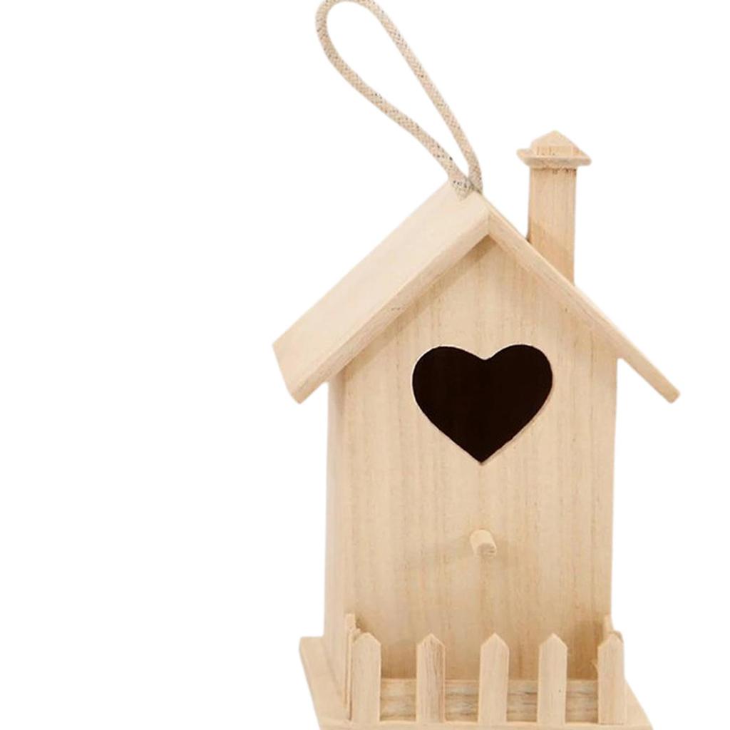 Paintable Mini Wooden Bird House Hanging Nest Box DIY Bird Cage for Outdoor Garden Courtyard Decorative Birds