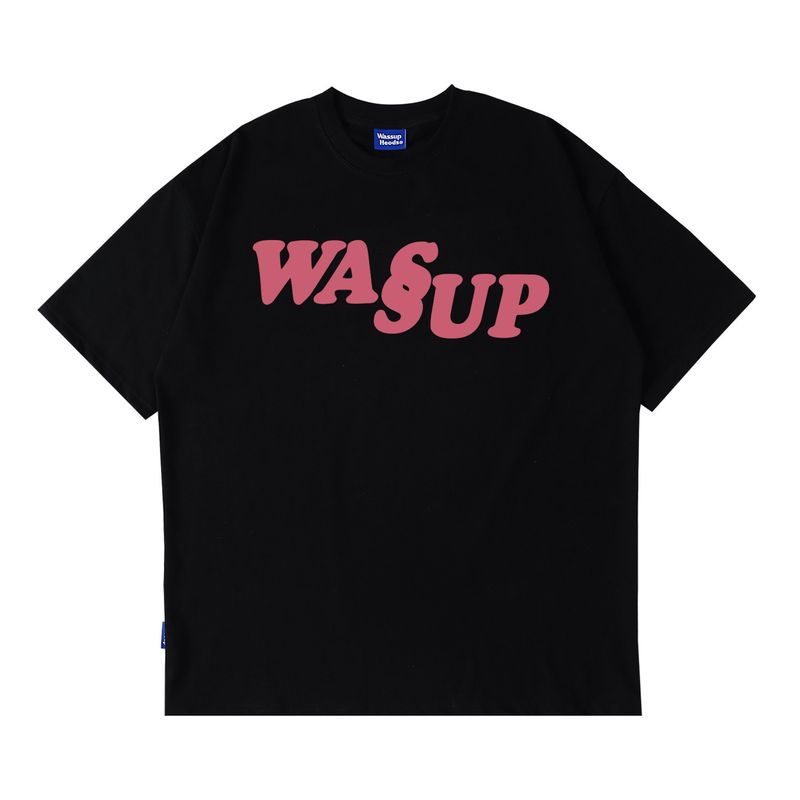 Wassup Heods Phantom Letter Logo Pure Cotton T-Shirt Summer Base Layer Loose Short-Sleeve Trendy Brand for Men and Women Couples