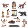 Detailed Plastic Indian Model Collection Of 12 Figures Including Chief And Warrior
