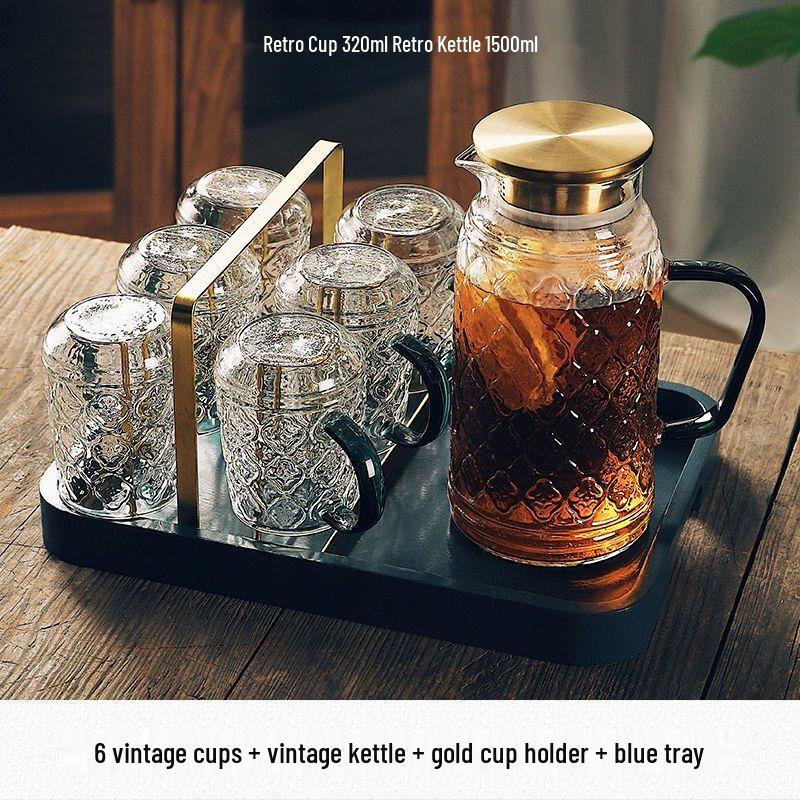 Retro Begonia Flower Glass Drinkware Set