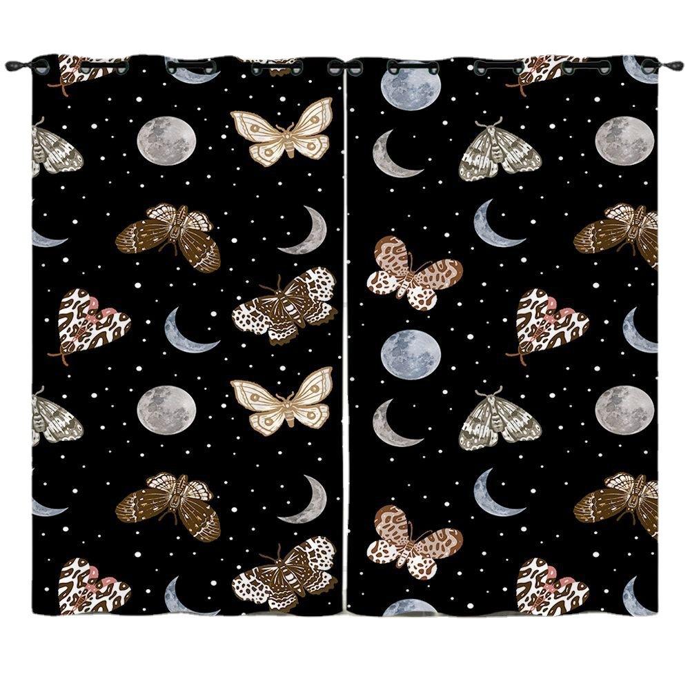 Curtain Butterfly Dark Curtain 3D Digital Printing Sunshade Bedroom No Punching