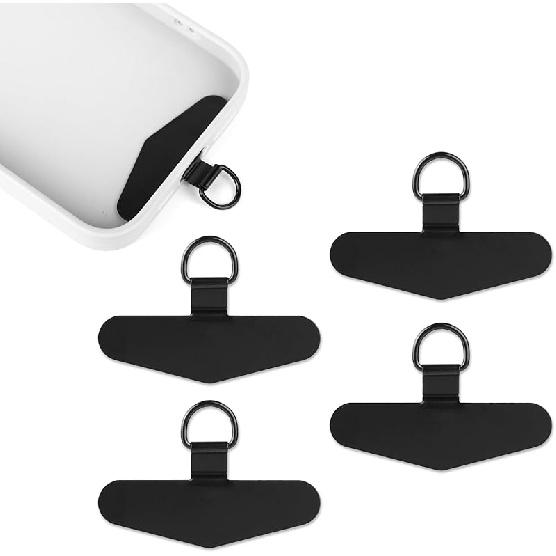 4pcs Phone Tether Tabs, Phone Lanyard Tab Phone Strap Connector Universal Metal Cell Phone Lanyard Patch Pad чёрный