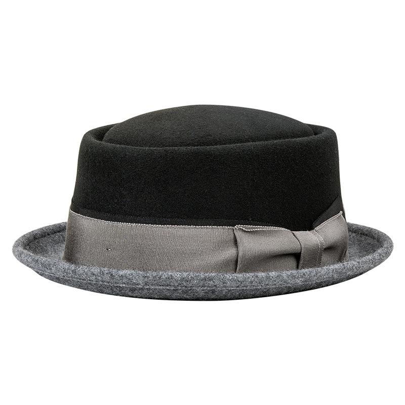Autumn and Winter Vintage Premium Wool Felt Pork Pie Hat for Men Women Short Brim Elegant Ribbon Bow Dress Fedora Hat Unisex
