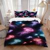 3pcs Colorful Jellyfish Bedding Set - Includes One Quilt Cover and Two Pillowcases (No Filling) - Anime Cartoon Design, Polyester Fabric, Su