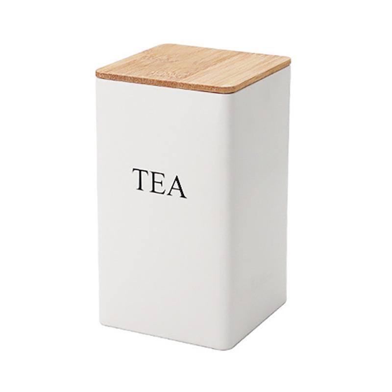 

Жестяная коробка с бамбуковой крышкой для сахара, чая и кофе - Упаковка с герметичной застежкой в простом стиле