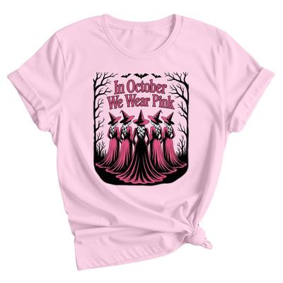 Im Oktober tragen wir Pink T-Shirt Halloween Brustkrebs-Bewusstseins-Tee für Frauen