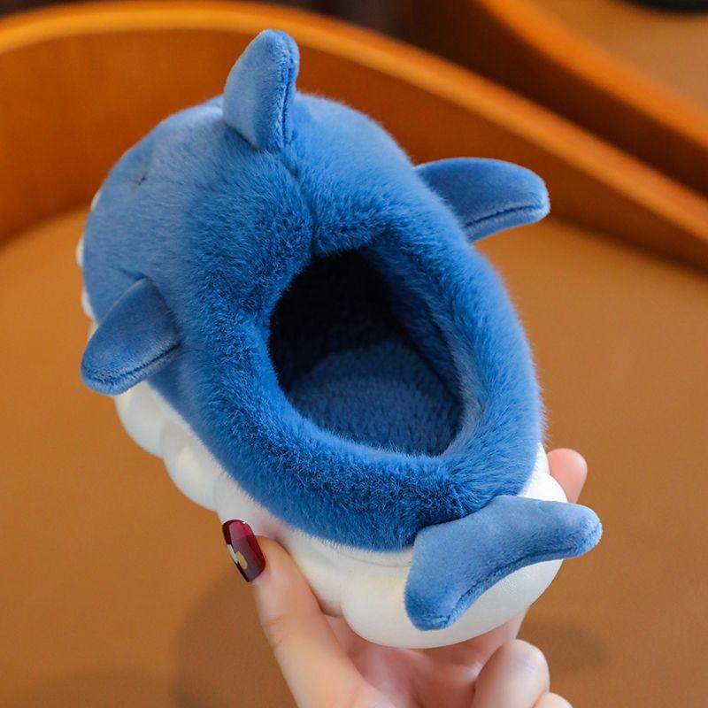 2025 New Green Cloudy Sharks Slipper Children Funny Shark Slippers Kids Shoes Babi Animal Fish Plush Slides