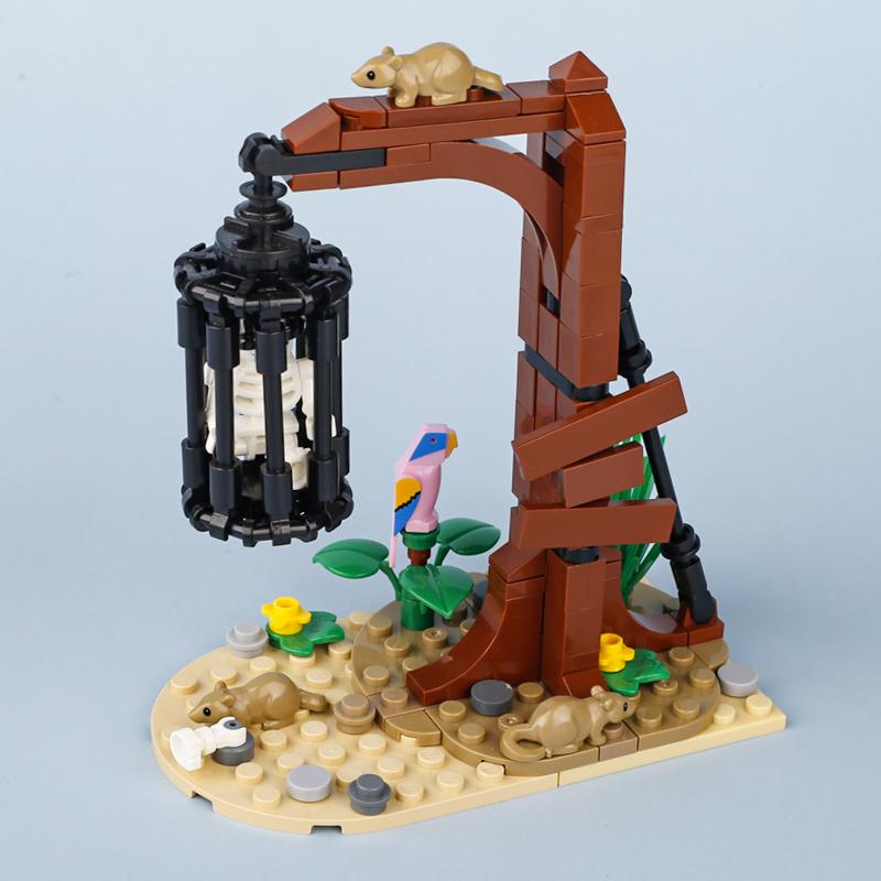 MOC Medieval Guillotine Building Blocks Kit Gallows Tree Hanging Cage Gallows Trial Weapons Bricks Toys Boys Gift