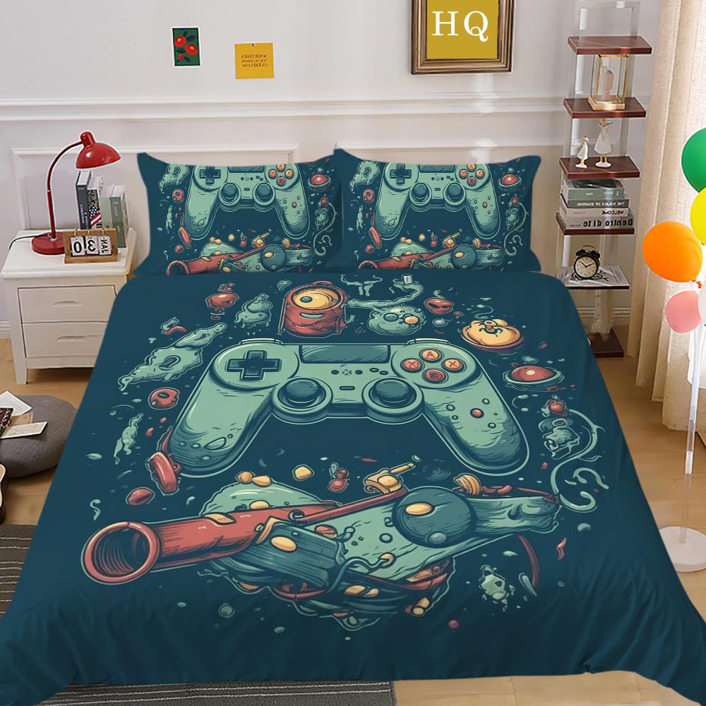 Männer Kühlen Bett Sets Spiel Griff Gedruckt Bettwäsche Abdeckung Anzug Polyester Kissen König Größe Bettdecke Luxus Hause Bettwäsche