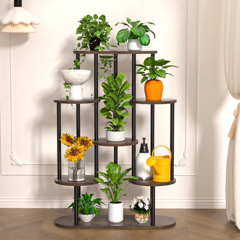 7-Tier Metal and Wood Plant Stand