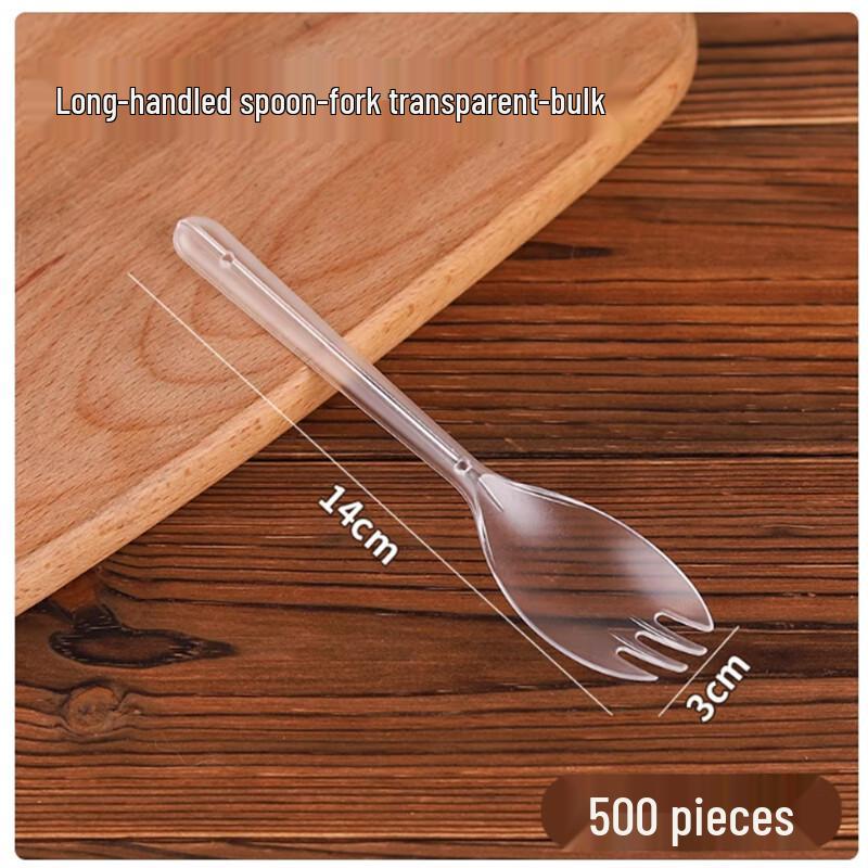 Disposable Transparent Long-Handle Plastic Sporks