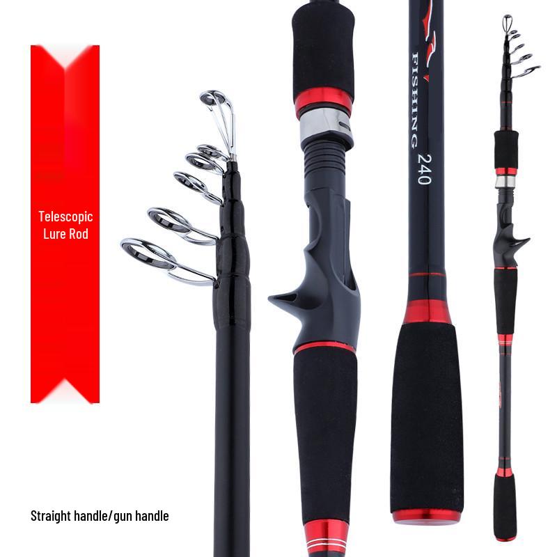 Telescopic Carbon Fiber Casting Rod with Gun & Straight Handle Straight Handle 1.8m