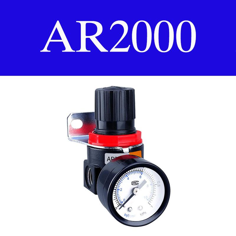 AR2000 G1/4'' Régulateur de Pression pour Compresseur d'Air Pneumatique Valve de Réduction Avec Raccords Connecteurs 4mm 6mm 8mm 10mm 12mm