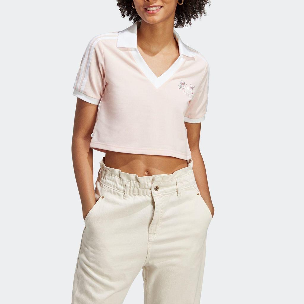 adidas Originals Women's Cropped Polo Shirt Pink IP3757