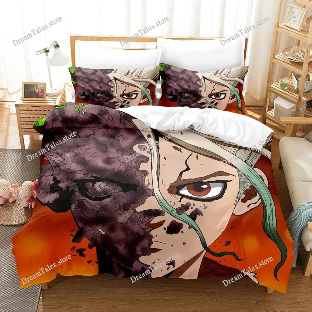 Exquisite 3D Anime Dr.Stone Senku Print Bedding Set Duvet Cover Comforter Bed Youth Kids Girls Boys Gift Home Textileextile