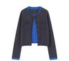 Korean Color Block Two-Piece Knit Cardigan - Women's Versatile Short Top for Spring and Autumn Street Style