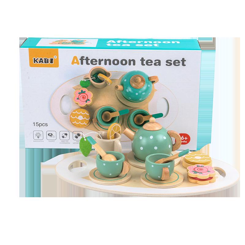Kids  Wooden Afternoon Tea Play Set: Dessert & Teapot Tea Set with Tray (0.5kg)