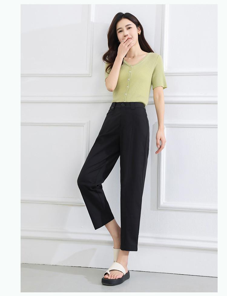 Haren Pants Summer Casual Solid Color Versatile Slimming High-Waisted Women's Casual Pants