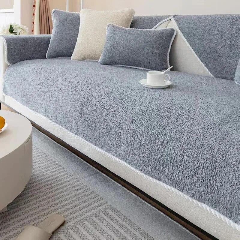 Winter Warm Velvet Sofa Towel Soft Plush Sofa Cover for Living Room Sectional L-shape Non-slip Couch Cover