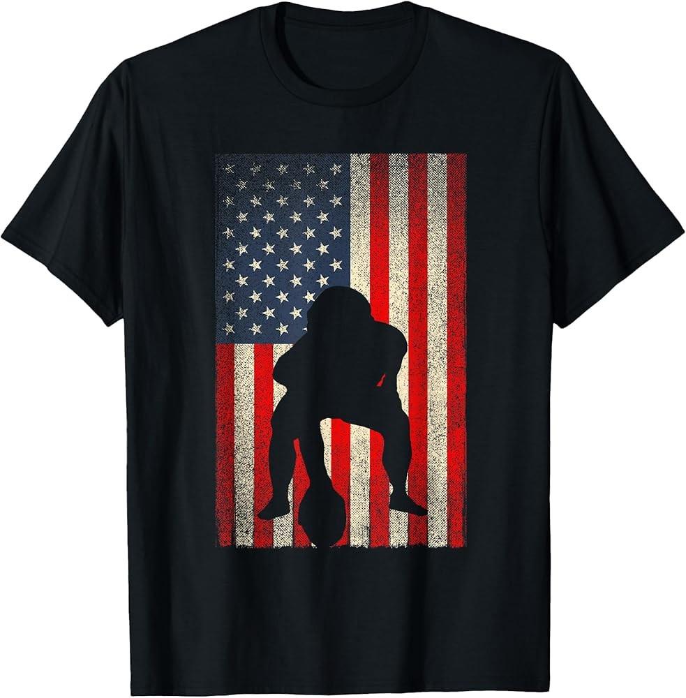 

Patriotic USA Flag American Football Season Party Lineman T-Shirt Unisex T-Shirt XXL
